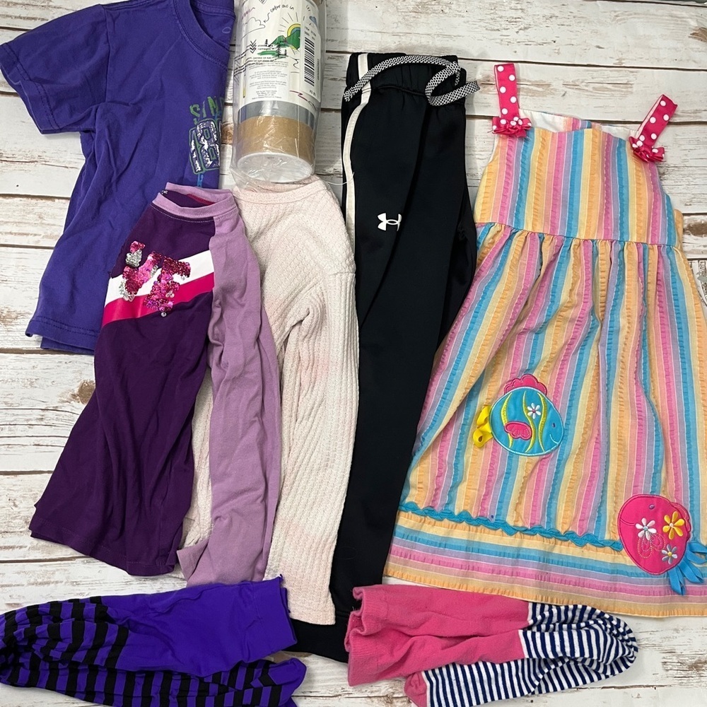 Under Armour sweatpants, shirts nwt t-shirt, tights girls xs clothes bundle